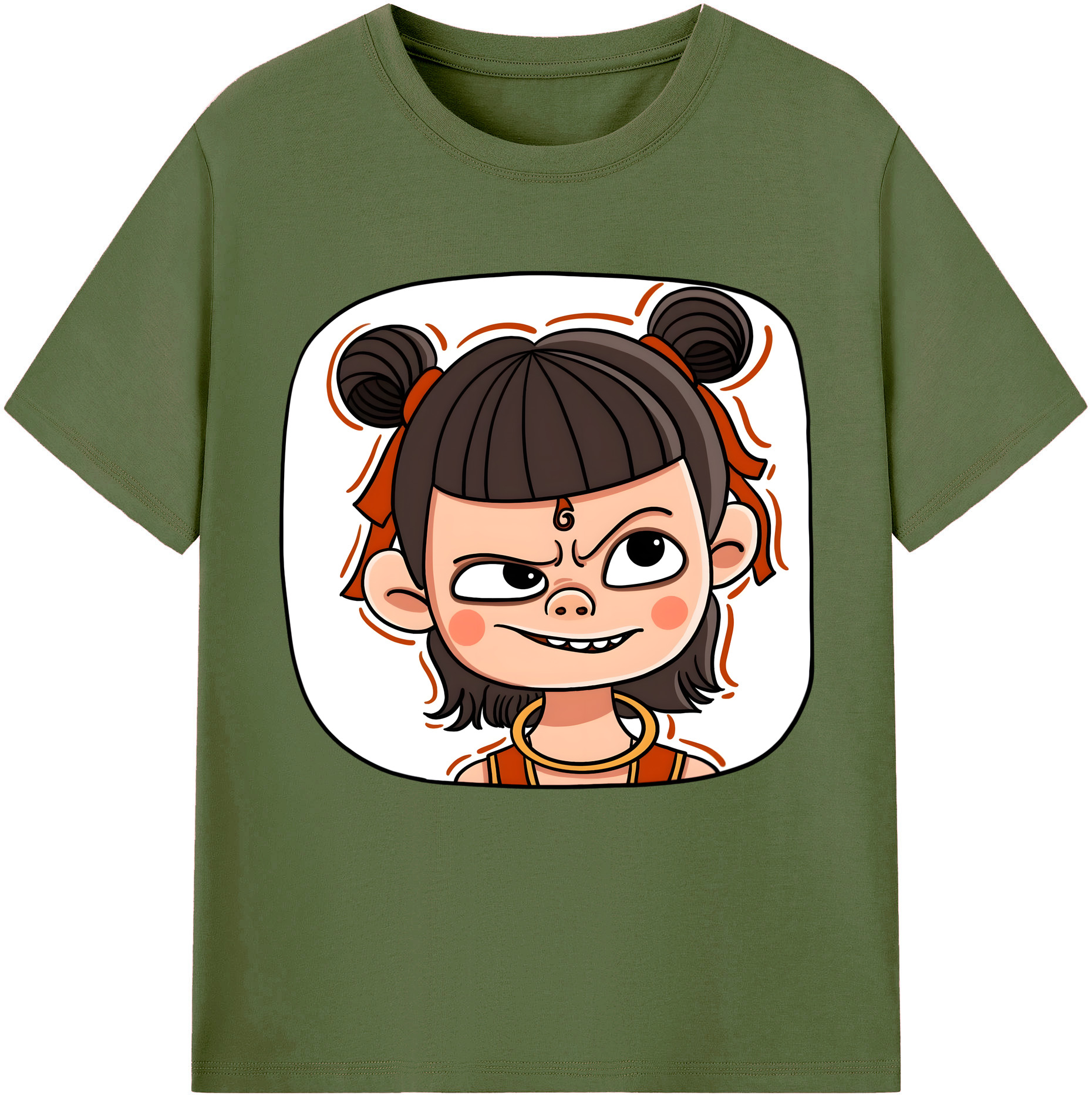 （画像用） Ne Zha 2 ナタ 魔童の大暴れ 綿100％半袖Tシャツ（フロントプリント）